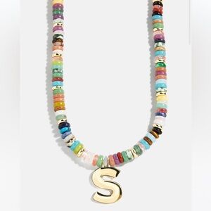 Colorful Beaded Necklace with Gold Initial Pendant